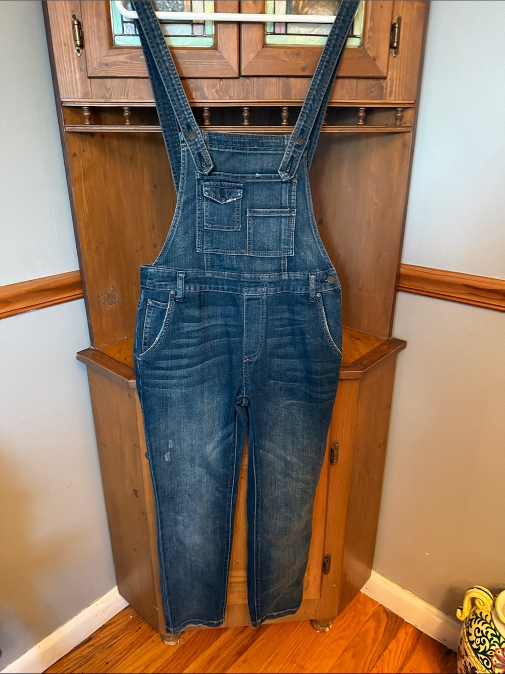 . Free People Skinny Denim Bib Overalls 27